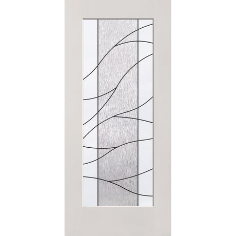 Briselle flush glazed fiberglass entry door, full lite, 36" x 80", white satin smooth finish, Patina caming