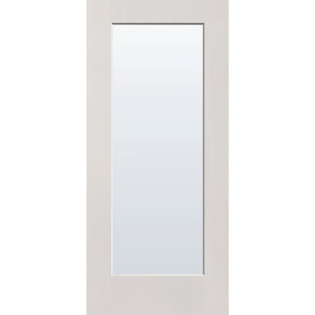 Clear flush glazed fiberglass entry door, full lite, 36" x 80", white satin smooth finish