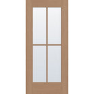 Clear flush glazed fiberglass entry door, full lite, 36" x 80", white satin smooth finish