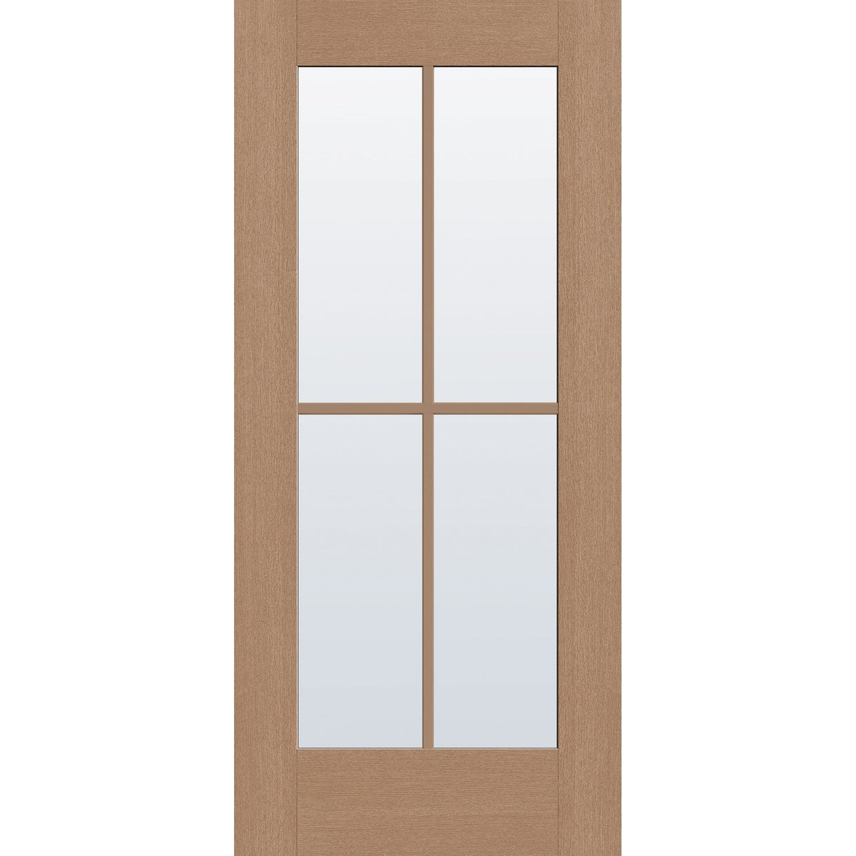 Clear flush glazed fiberglass entry door, full lite, 36" x 80", white satin smooth finish