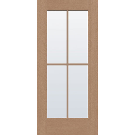 Clear flush glazed fiberglass entry door, full lite, 36" x 80", white satin smooth finish