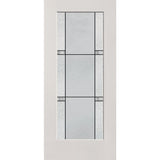 Dexter flush glazed fiberglass entry door, full lite, 36" x 80", white satin smooth finish, Black Aluminum caming