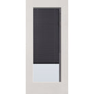 Raise & Lower Blinds flush glazed fiberglass entry door, full lite, 36" x 80", white satin smooth finish, slate blinds
