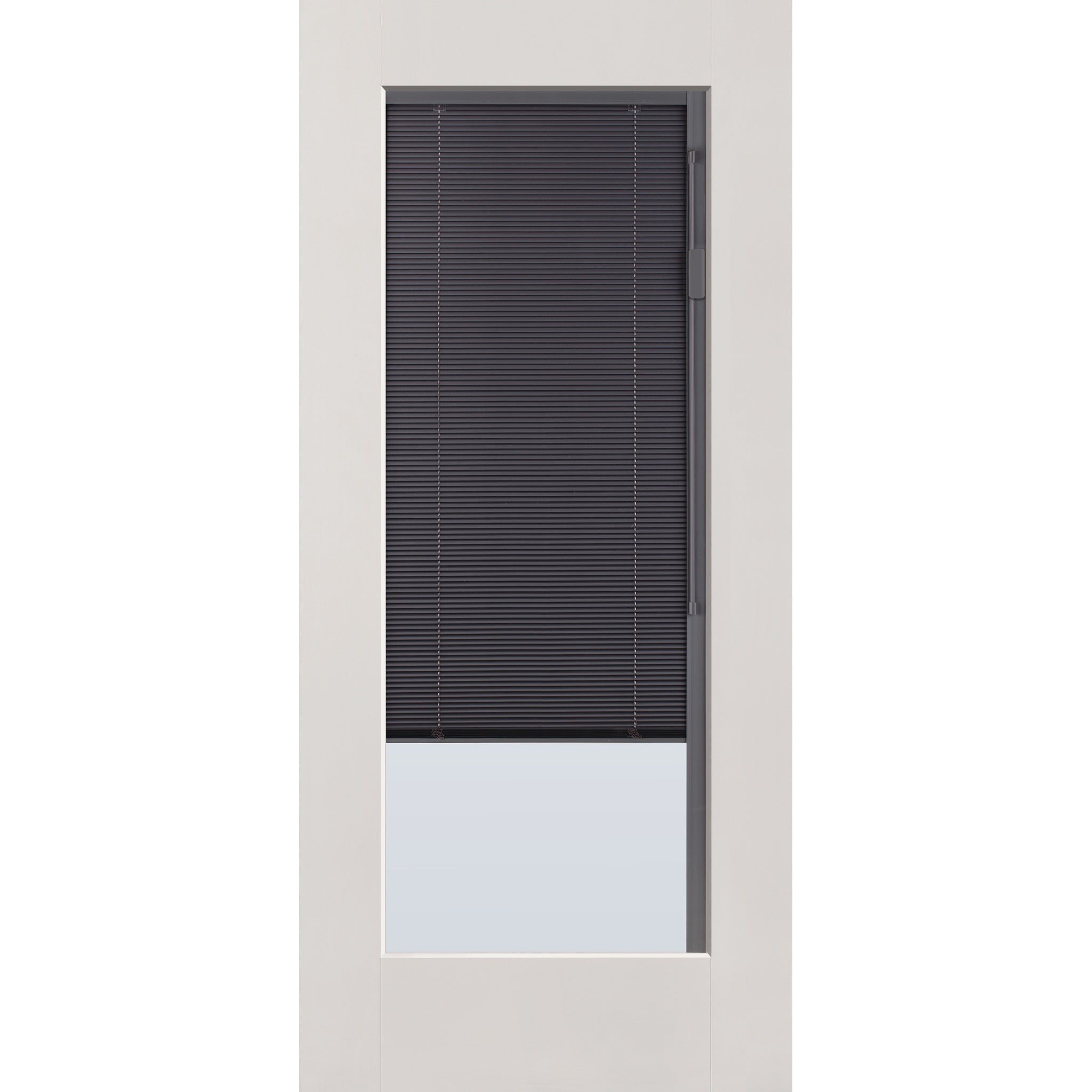 Raise & Lower Blinds flush glazed fiberglass entry door, full lite, 36" x 80", white satin smooth finish, slate blinds