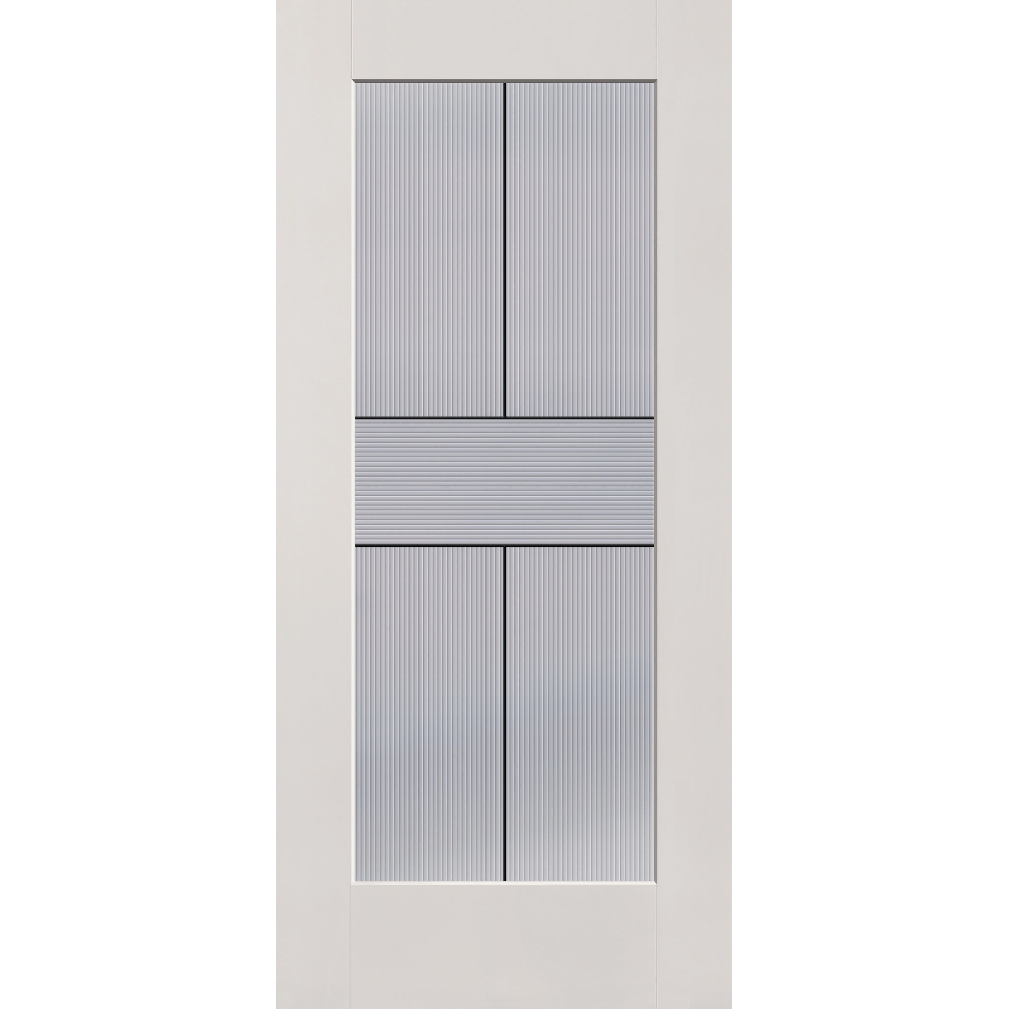 Rill flush glazed fiberglass entry door, full lite, 36" x 80", white satin smooth finish, Black Aluminum caming