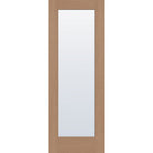 Clear flush glazed hurricane-rated fiberglass entry door, full lite, 36" x 96", tan woodgrain finish