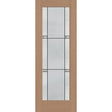 Dexter flush glazed hurricane-rated fiberglass entry door, full lite, 36" x 96", tan woodgrain finish, Black Aluminum caming