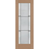 Dexter flush glazed hurricane-rated fiberglass entry door, full lite, 36" x 96", tan woodgrain finish, Black Aluminum caming