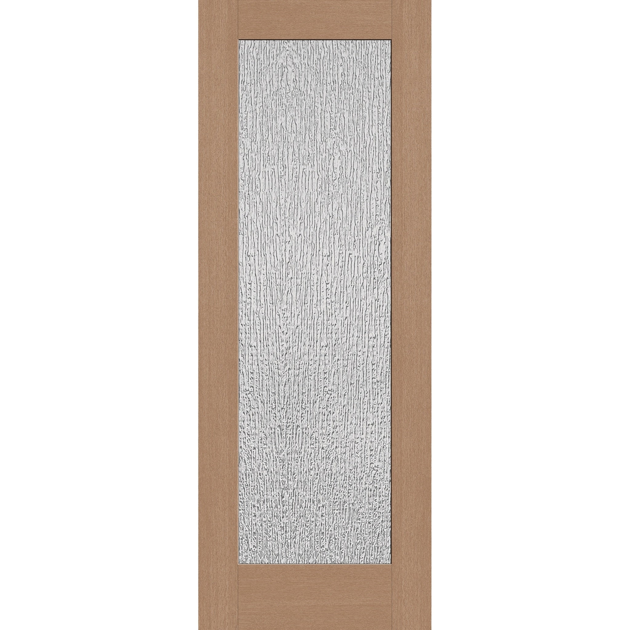 Rain flush glazed hurricane-rated fiberglass entry door, full lite, 36" x 96", tan woodgrain finish