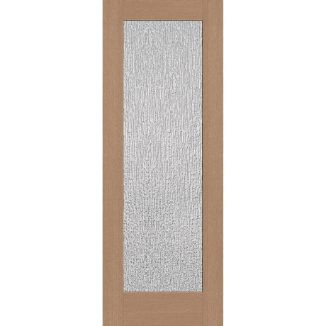 Rain flush glazed hurricane-rated fiberglass entry door, full lite, 36" x 96", tan woodgrain finish