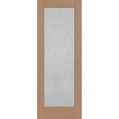 Rain flush glazed hurricane-rated fiberglass entry door, full lite, 36" x 96", tan woodgrain finish