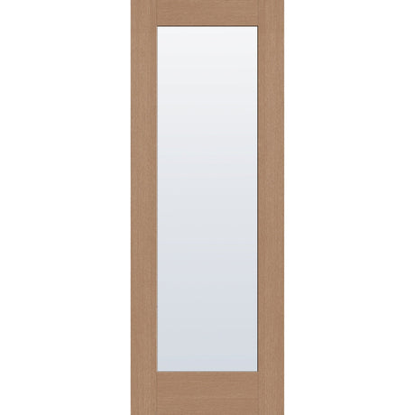 Clear flush glazed fiberglass entry door, full lite, 36" x 96", tan woodgrain finish
