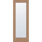 Clear flush glazed fiberglass entry door, full lite, 36" x 96", tan woodgrain finish