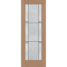 Dexter flush glazed fiberglass entry door, full lite, 36" x 96", tan woodgrain finish, Black Aluminum caming