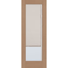 Raise & Lower Blinds flush glazed fiberglass entry door, full lite, 36" x 96", tan woodgrain finish, white blinds
