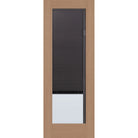 Raise & Lower Blinds flush glazed fiberglass entry door, full lite, 36" x 96", tan woodgrain finish, slate blinds