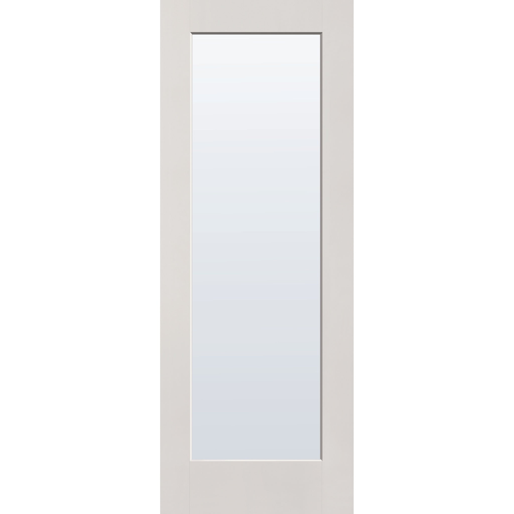 Clear flush glazed hurricane-rated fiberglass entry door, full lite, 36" x 96", white satin smooth finish