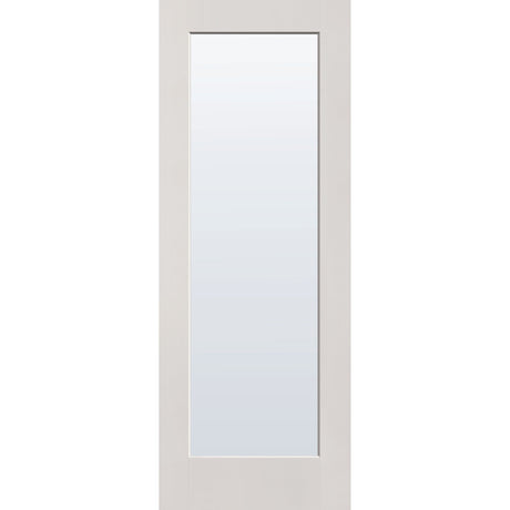 Clear flush glazed fiberglass entry door, full lite, 36" x 96", white satin smooth finish