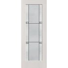 Dexter flush glazed fiberglass entry door, full lite, 36" x 96", white satin smooth finish, Black Aluminum caming