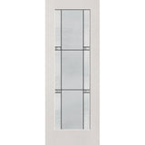 Dexter flush glazed fiberglass entry door, full lite, 36" x 96", white satin smooth finish, Black Aluminum caming