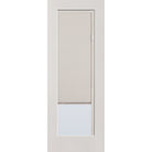 Raise & Lower Blinds flush glazed fiberglass entry door, full lite, 36" x 96", white satin smooth finish, white blinds