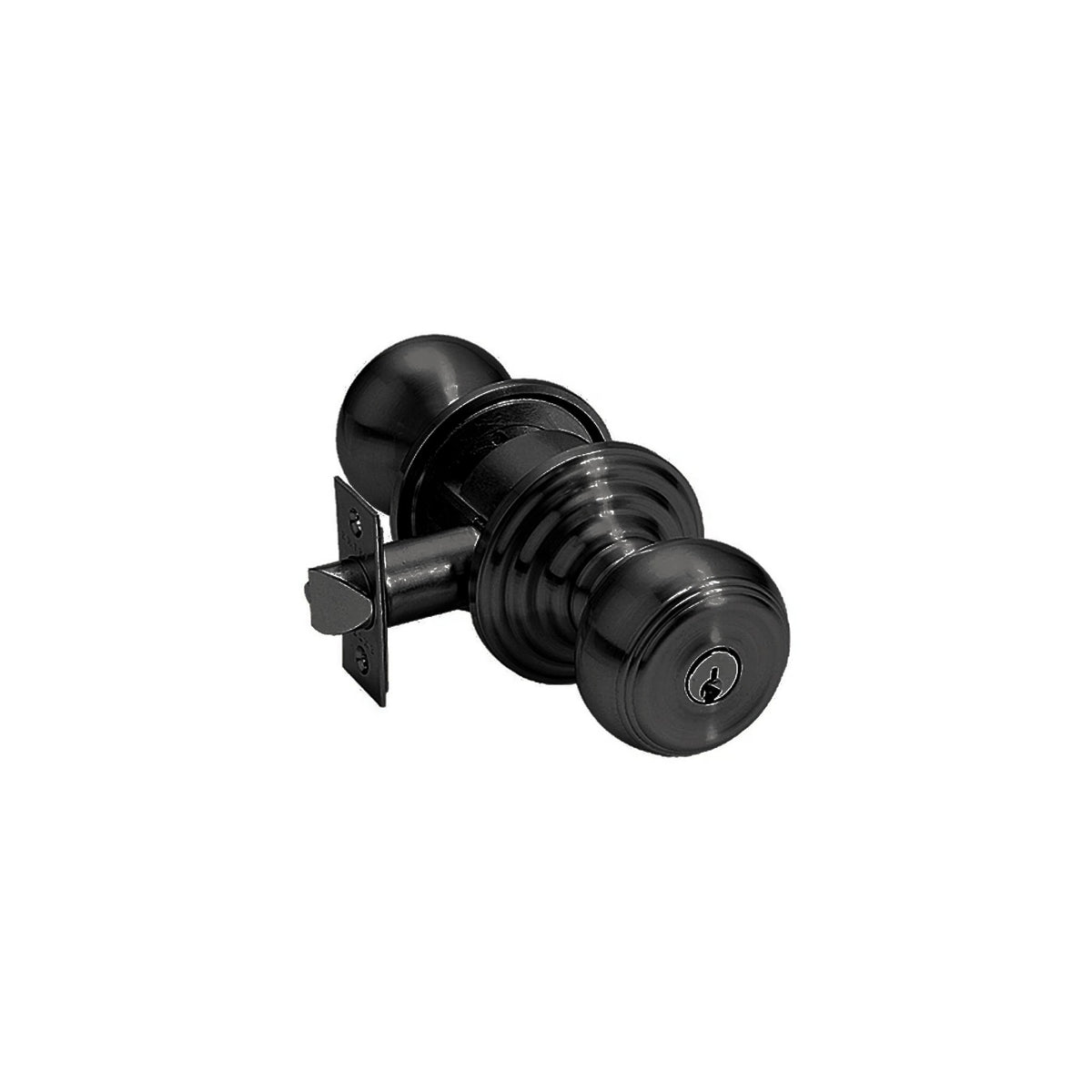 Waverly Knob Interior Lockset with #8 Rosette by Emtek, Flat Black, keyed