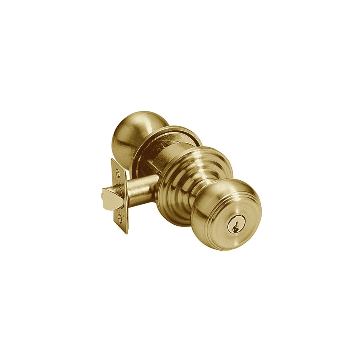 Waverly Knob Interior Lockset with #8 Rosette by Emtek, Satin Brass, keyed