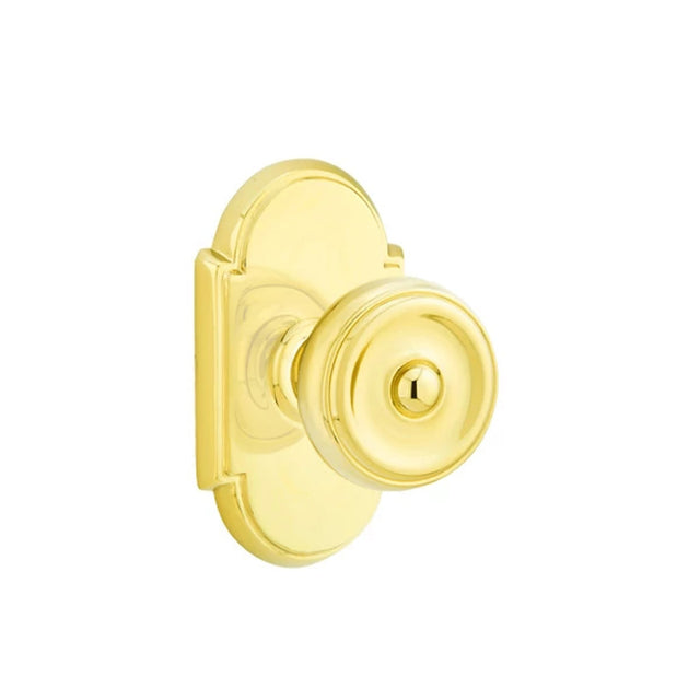 Waverly Knob Interior Lockset with #8 Rosette by Emtek, Unlacquered Brass