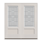Double Austin Flush Glazed Fiberglass Entry Door System - 3/4 Lite Shaker, White Satin Smooth