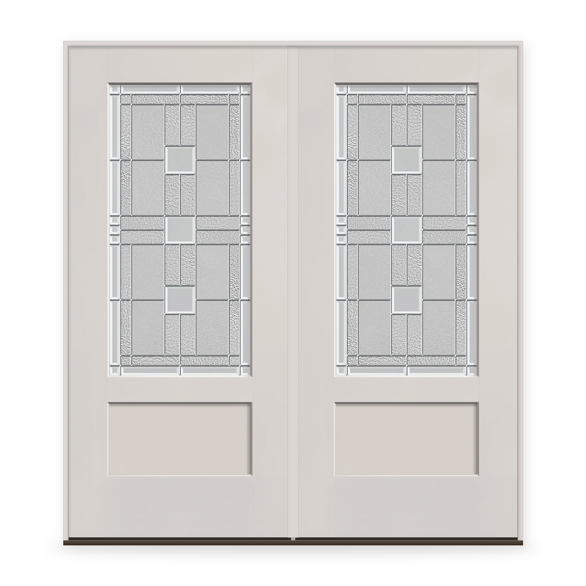 Double Austin Flush Glazed Fiberglass Entry Door System - 3/4 Lite Shaker, White Satin Smooth