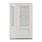 Austin Flush Glazed Fiberglass Entry Door System with Sidelite - 3/4 Lite Shaker, White Satin Smooth