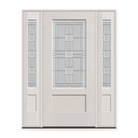 Austin Flush Glazed Fiberglass Entry Door System with Two Sidelites - 3/4 Lite Shaker, White Satin Smooth