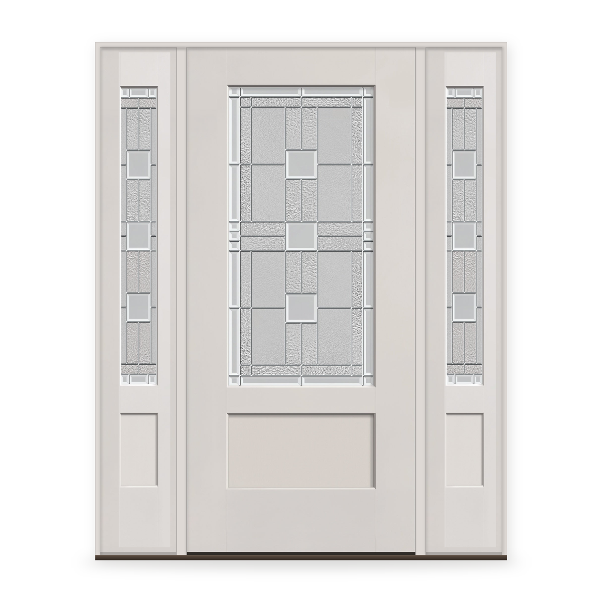 Austin Flush Glazed Fiberglass Entry Door System with Two Sidelites - 3/4 Lite Shaker, White Satin Smooth