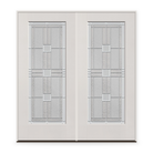 Double Austin Flush Glazed Fiberglass Entry Door System - Full Lite, White Satin Smooth