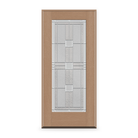 Prehung Austin Flush Glazed Fiberglass Entry Door System - Full Lite, Tan Woodgrain