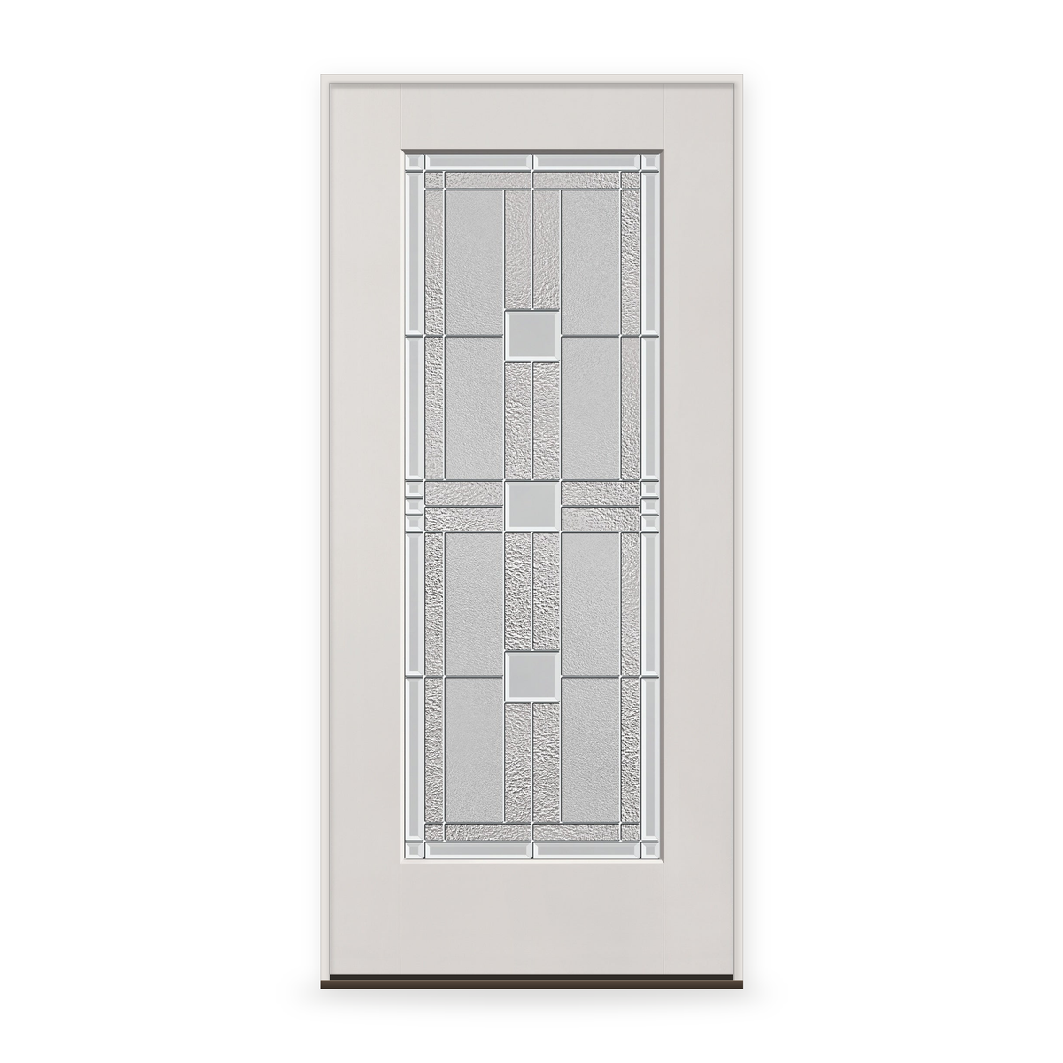 Prehung Austin Flush Glazed Fiberglass Entry Door System - Full Lite, White Satin Smooth