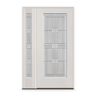 Austin Flush Glazed Fiberglass Entry Door System with Sidelite - Full Lite, White Satin Smooth