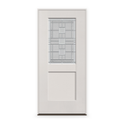 Prehung Austin Flush Glazed Fiberglass Entry Door System - Half Lite Shaker, White Satin Smooth