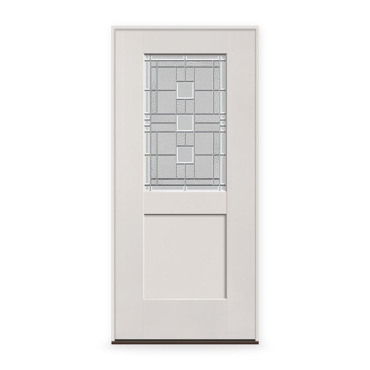 Prehung Austin Flush Glazed Fiberglass Entry Door System - Half Lite Shaker, White Satin Smooth