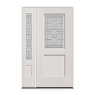 Austin Flush Glazed Fiberglass Entry Door System with Sidelite - Half Lite Shaker, White Satin Smooth