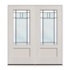 Double Berkley Flush Glazed Fiberglass Entry Door System - 3/4 Lite Shaker, White Satin Smooth