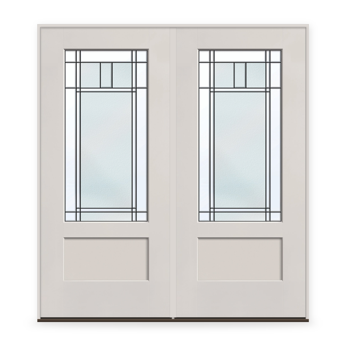 Double Berkley Flush Glazed Fiberglass Entry Door System - 3/4 Lite Shaker, White Satin Smooth