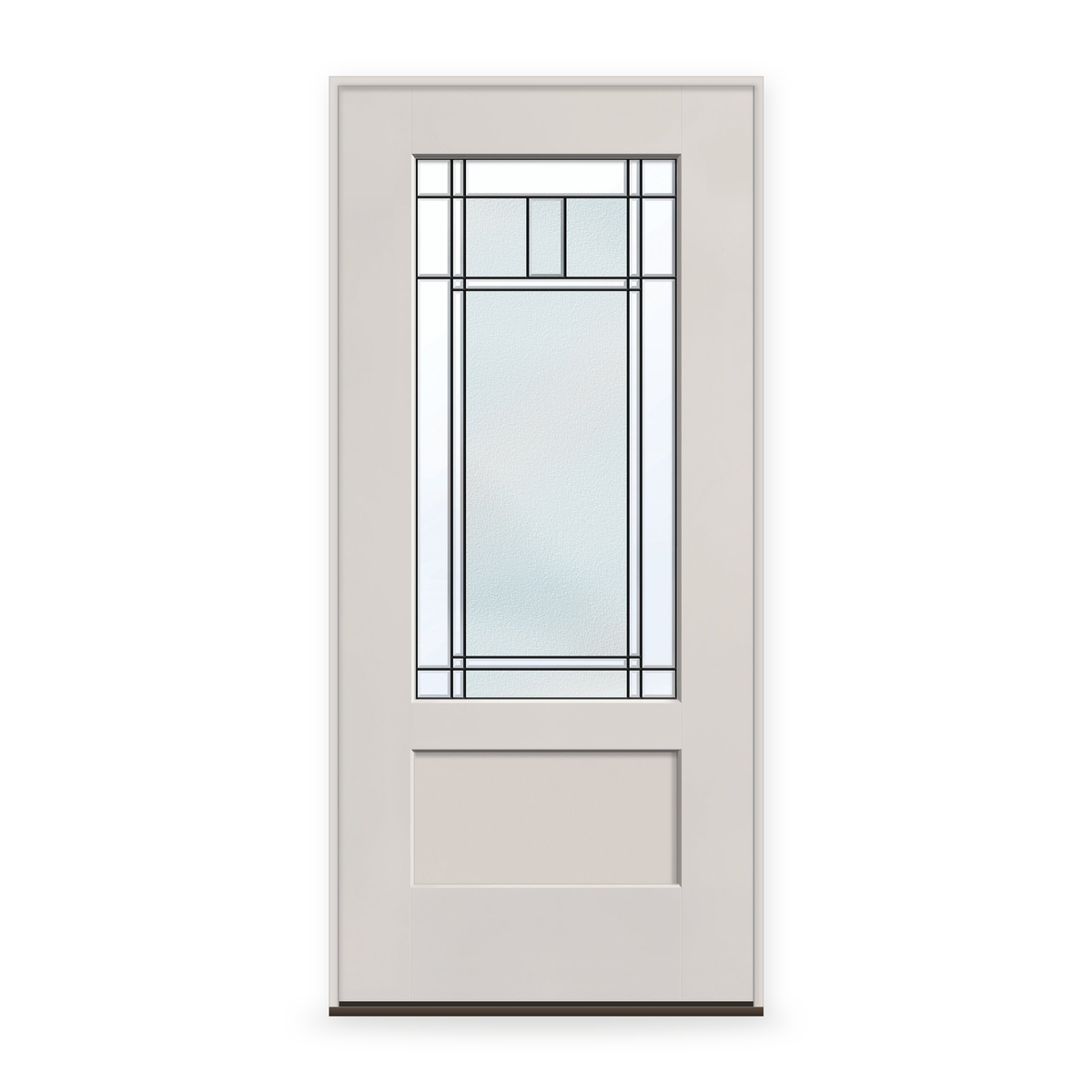 Prehung Berkley Flush Glazed Fiberglass Entry Door System - 3/4 Lite Shaker, White Satin Smooth