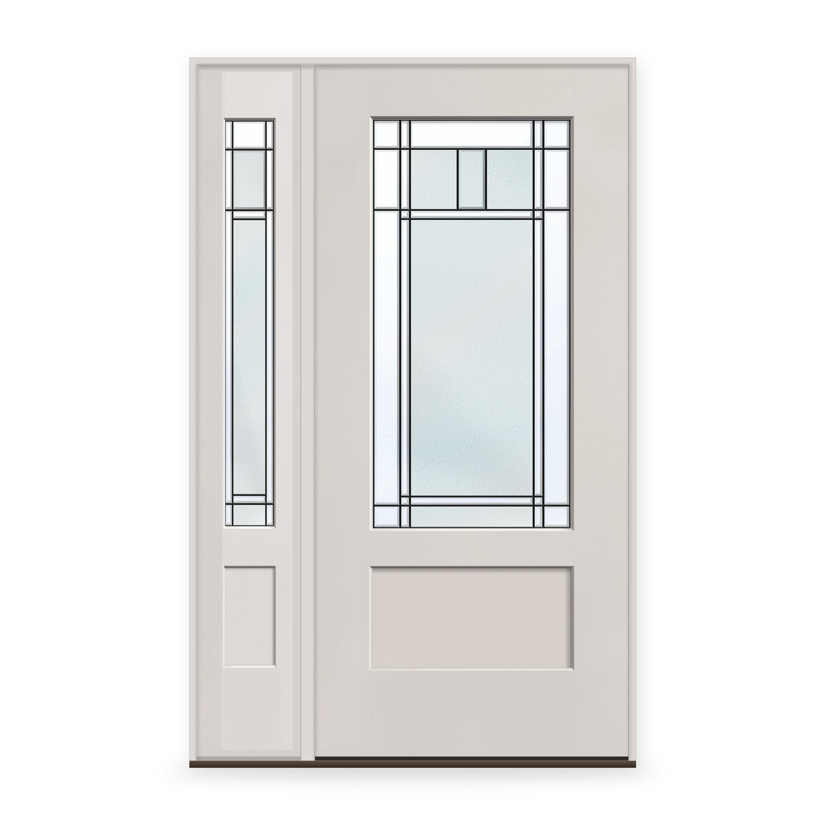 Berkley Flush Glazed Fiberglass Entry Door System with Sidelite - 3/4 Lite Shaker, White Satin Smooth