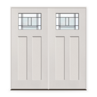 Double Berkley Flush Glazed Fiberglass Entry Door System - Craftsman 2 Panel, White Satin Smooth