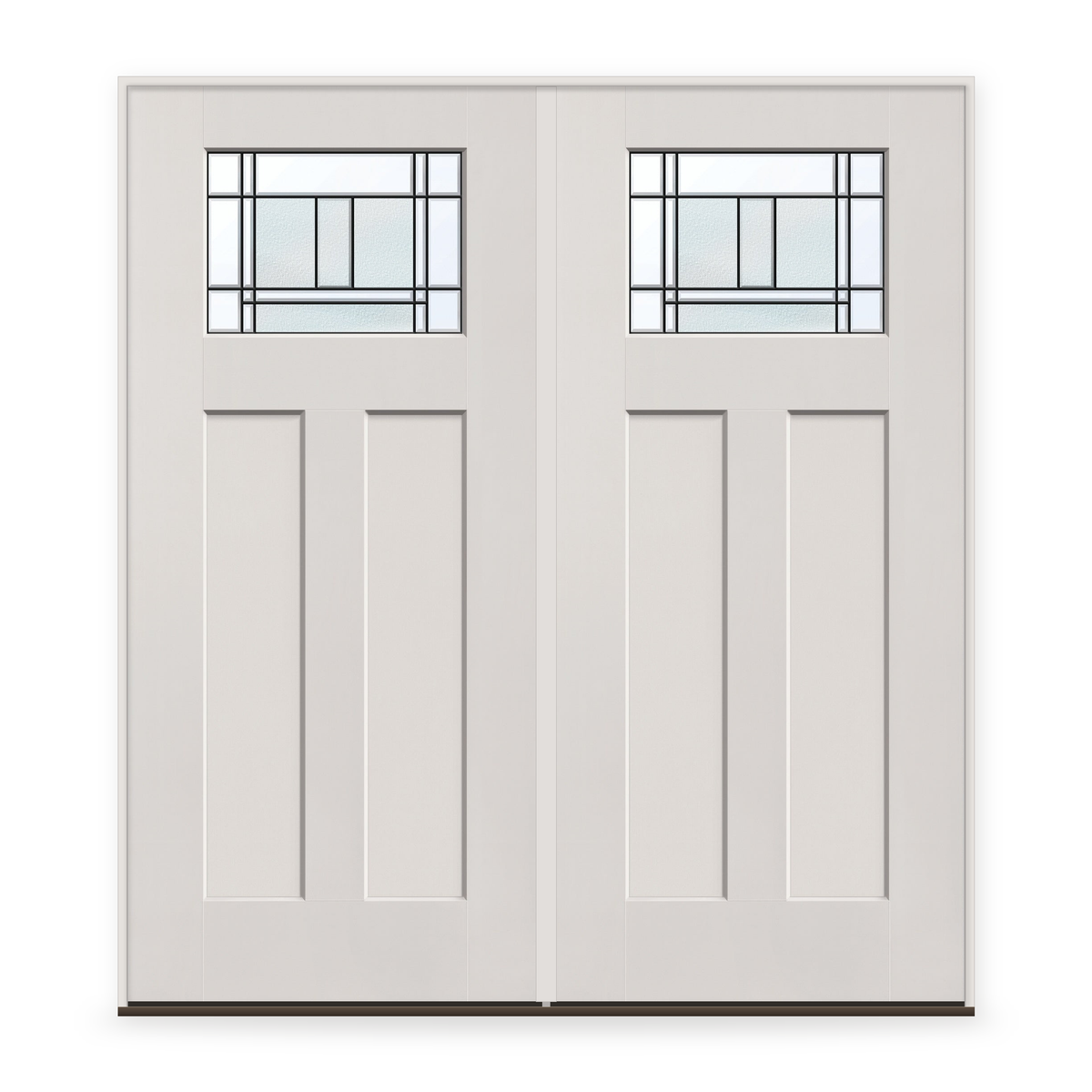 Double Berkley Flush Glazed Fiberglass Entry Door System - Craftsman 2 Panel, White Satin Smooth