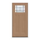 Prehung Berkley Flush Glazed Fiberglass Entry Door System - Craftsman 2 Panel, Tan Woodgrain