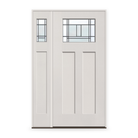 Berkley Flush Glazed Fiberglass Entry Door System with Sidelite - Craftsman 2 Panel, White Satin Smooth