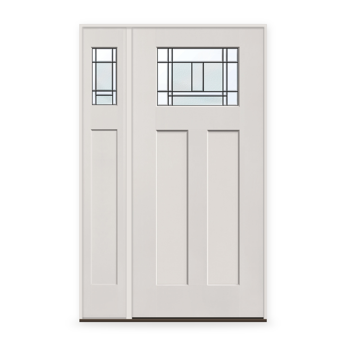 Berkley Flush Glazed Fiberglass Entry Door System with Sidelite - Craftsman 2 Panel, White Satin Smooth