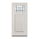 Prehung Berkley Flush Glazed Fiberglass Entry Door System - Craftsman Plank, White Satin Smooth
